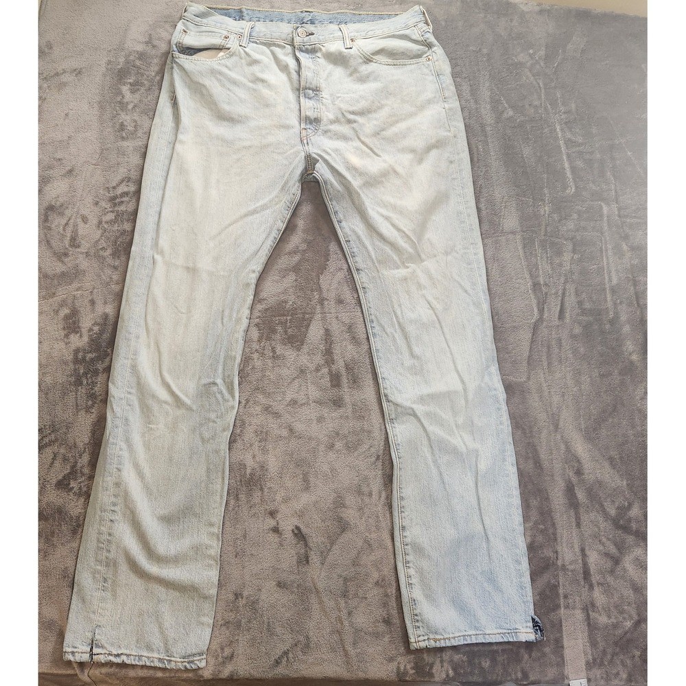 Levis 501 Jeans Mens 36x34Blue Button Fly Original Straight Light Waah Denim VTG - Picture 2 of 10